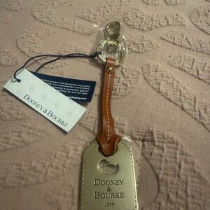 Dooney & Bourke Brown Leather Keychain with Gold Accents
